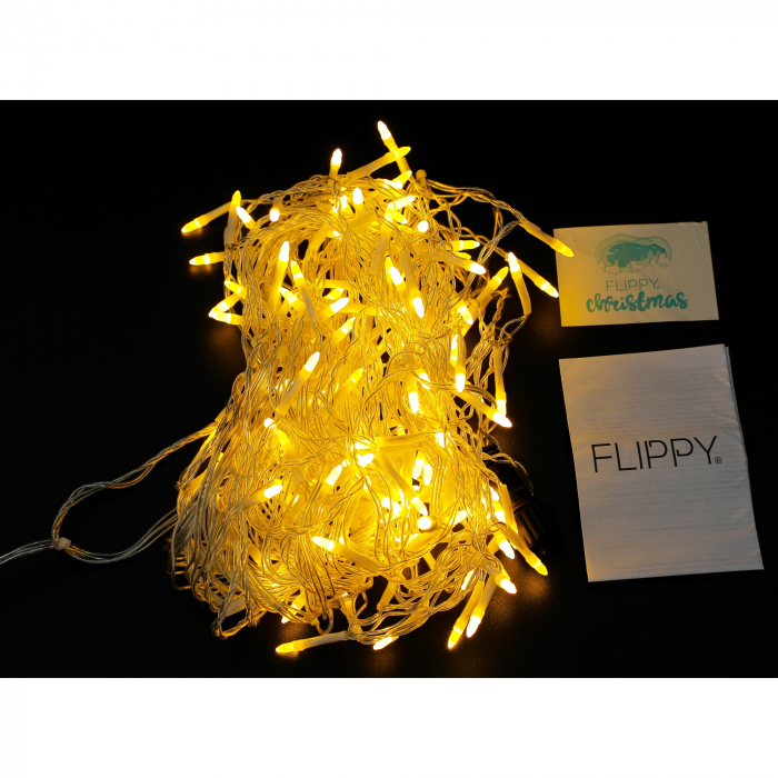 Componenta Instalatie de Craciun Flippy® Tip Franjuri, 8 jocuri de lumini, Sectiune 5 m, 143 LED-uri, Interconectabila, Fir Transparent, Alb Cald [3]
