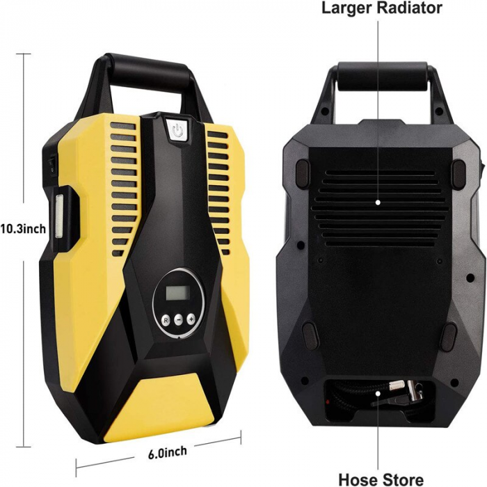 Compresor de aer auto 3 in 1, 12V DC-150 Psi, Putere nominala 120W, Display digital, lumina LED, Cablu de alimentare 3.5m [3]