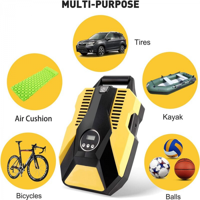 Compresor de aer auto 3 in 1, 12V DC-150 Psi, Putere nominala 120W, Display digital, lumina LED, Cablu de alimentare 3.5m [2]