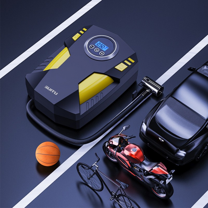 Compresor Auto Portabil cu Lanterna si Afisaj Electornic Flippy, DC 12V, 120W, 35L/min, Cablu de alimentare 3m, Pompa Biciclete, Moto, Mingi, Saltele, Max 10.3bar, lumina LED, Negru [8]