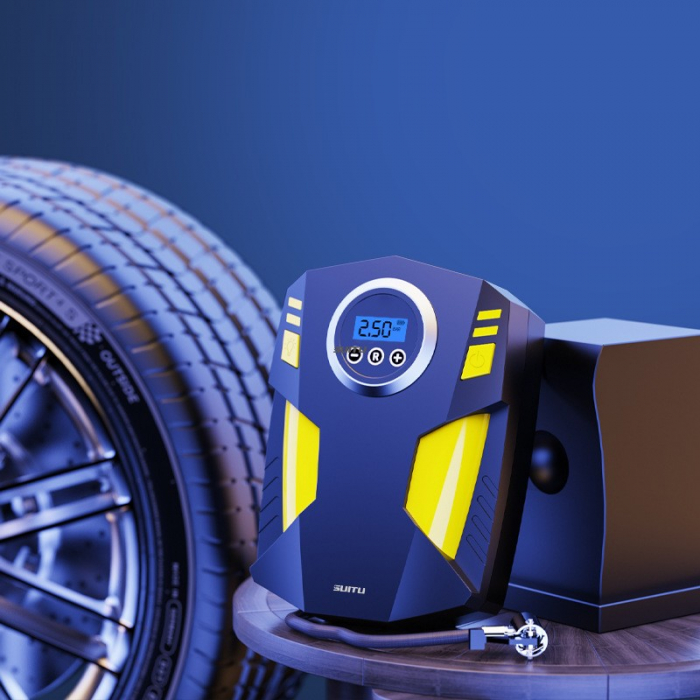 Compresor Auto Portabil cu Lanterna si Afisaj Electornic Flippy, DC 12V, 120W, 35L/min, Cablu de alimentare 3m, Pompa Biciclete, Moto, Mingi, Saltele, Max 10.3bar, lumina LED, Negru [7]