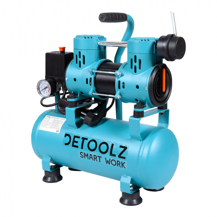 Compresor fara ulei Detoolz 880 W, 80 l/min, 9 L, 8 bari [2]