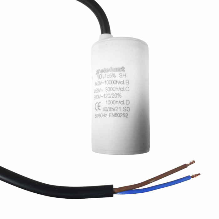 Condensator cu fire CBB60 10µF 35x62mm 450V, Elefant [1]