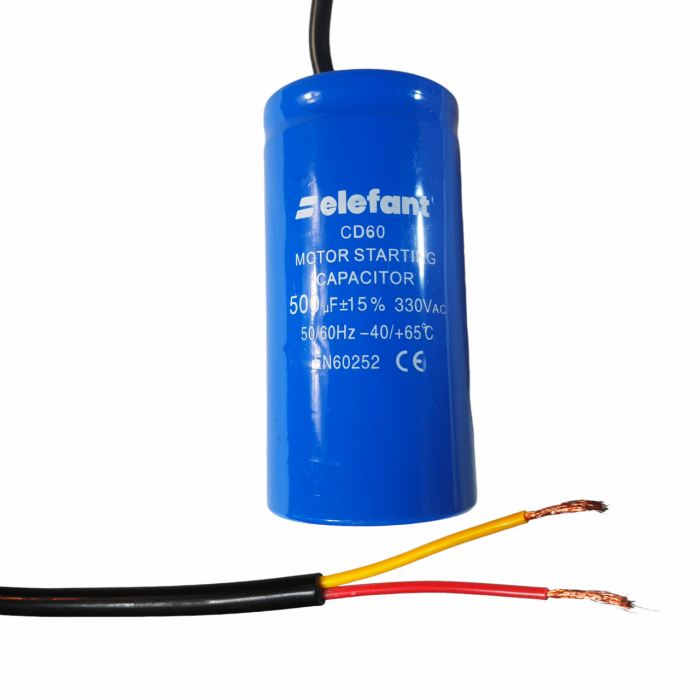 Condensator cu fire CD60 500µF 50x100mm 330V, Elefant [1]