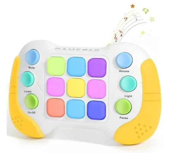 Consola interactiva de jocuri, cu 6 butoane si 600 de niveluri, Galben/Gri [2]