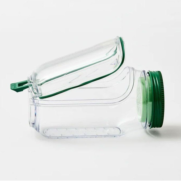 Container Caserola pentru Salata,, Flippy, Borcan pentru Salata, din PP, Gradat in ml, 1L, 19 x 10 x 10 cm, Capac Verde, Transparenta [2]