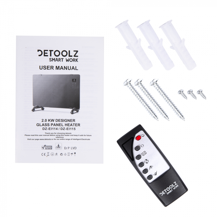 Convector electric Detoolz 1000W/2000W, Wifi, negru [6]