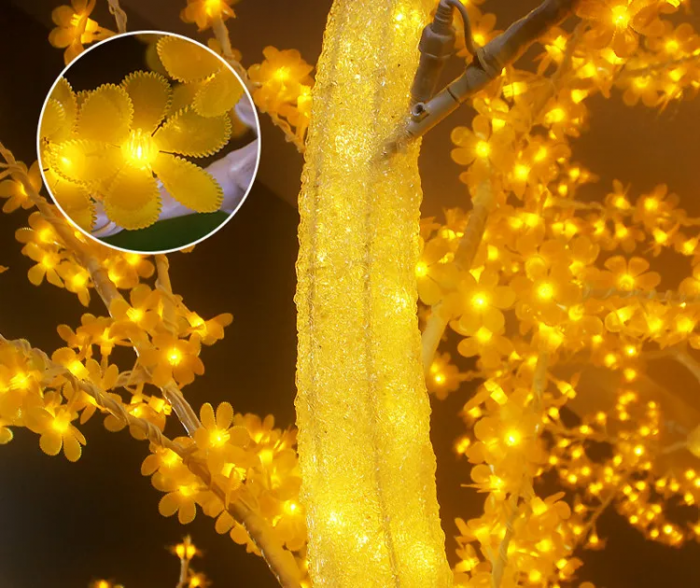 Copac decorativ cu flori de cires, iluminat 684 LED, 180 cm, alb rece [2]