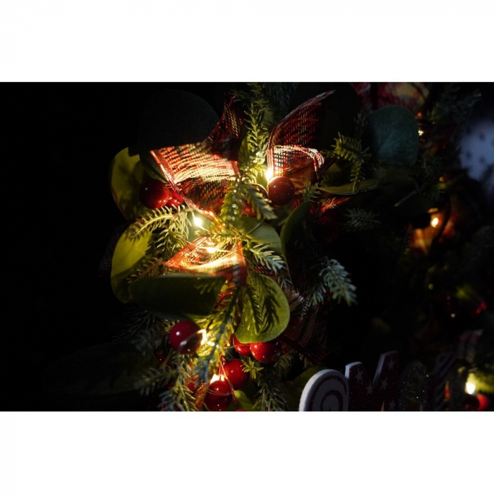 Coronita de Craciun pentru usa, Multicolor, 40 cm, PVC, Artificiala, Decorata, cu LED, Interior/Exterior, Flippy [8]