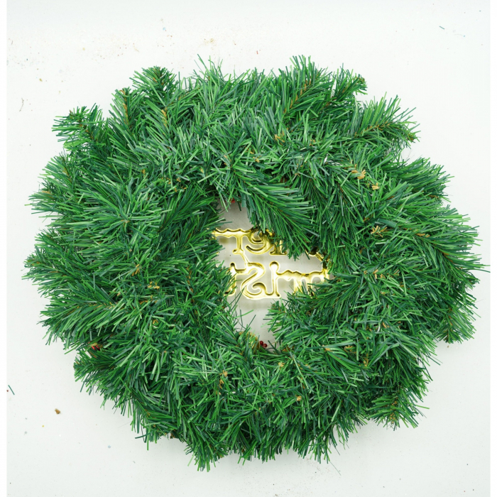 Coronita de Craciun pentru usa, Rosu-Auriu-Verde, 40 cm, PVC, Artificiala, Decorata, Interior/Exterior, Flippy [5]