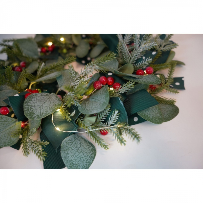 Coronita de Craciun pentru usa, Rosu-Verde, 40 cm, PVC, Artificiala, Decorata, Interior/Exterior, Flippy [8]