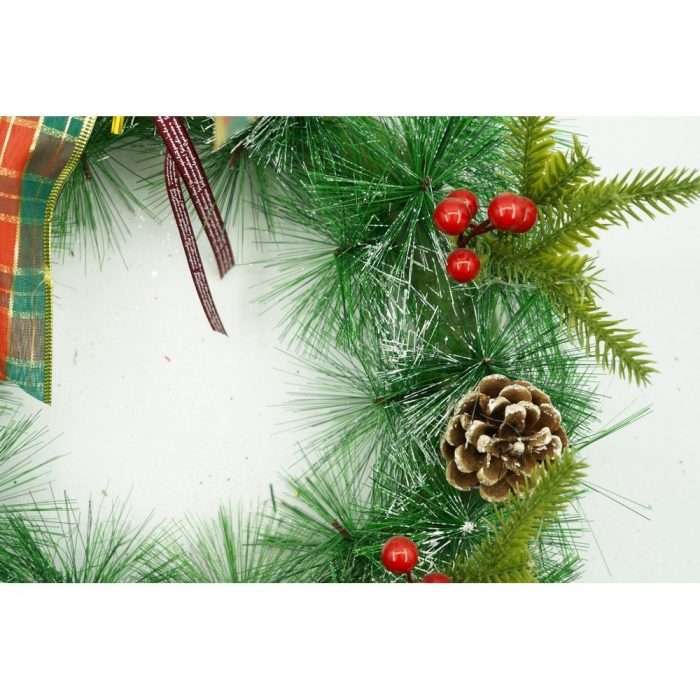 Coronita de Craciun pentru usa, Rosu/Verde, 40 cm, PVC, Artificiala, Decorata, Interior/Exterior, Flippy [9]
