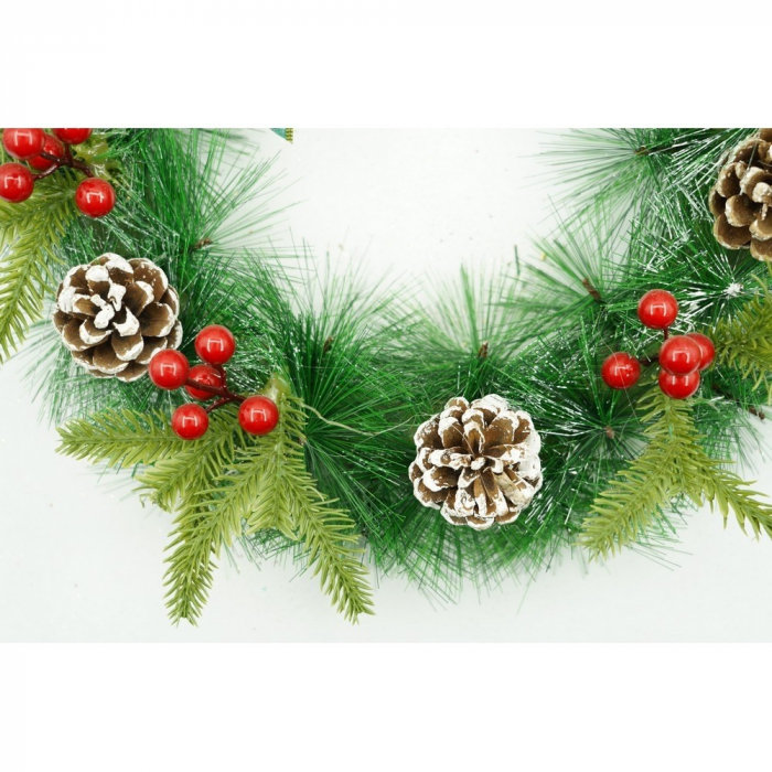 Coronita de Craciun pentru usa, Rosu/Verde, 40 cm, PVC, Artificiala, Decorata, Interior/Exterior, Flippy [8]