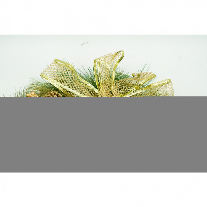 Coronita de Craciun pentru usa, Verde-Auriu, 40 cm, PVC, Artificiala, Decorata, Interior/Exterior, Flippy [2]