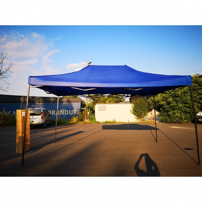 Cort Pavilion 3x4.5m Albastru Pliabil Cadru Metal pentru Curte, Gradina, Evenimente [6]