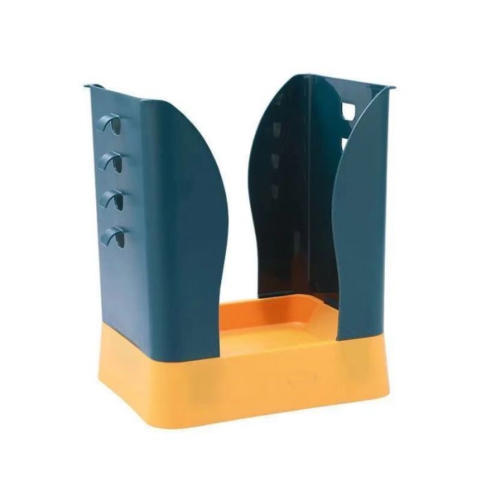 Cos de Gunoi Extensibil, Flippy, din Plastic, Reglabil, Pliabil, Versatil, pentru Bucatarie, Baie sau Birou, Cos Universal, 21x25x17 cm, Albastru Galben [1]