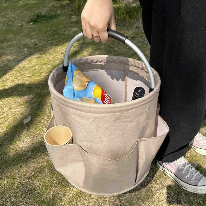 Coș de Picnic Flippy Portabil din Material Oxford, Negru, 28x28 cm [4]