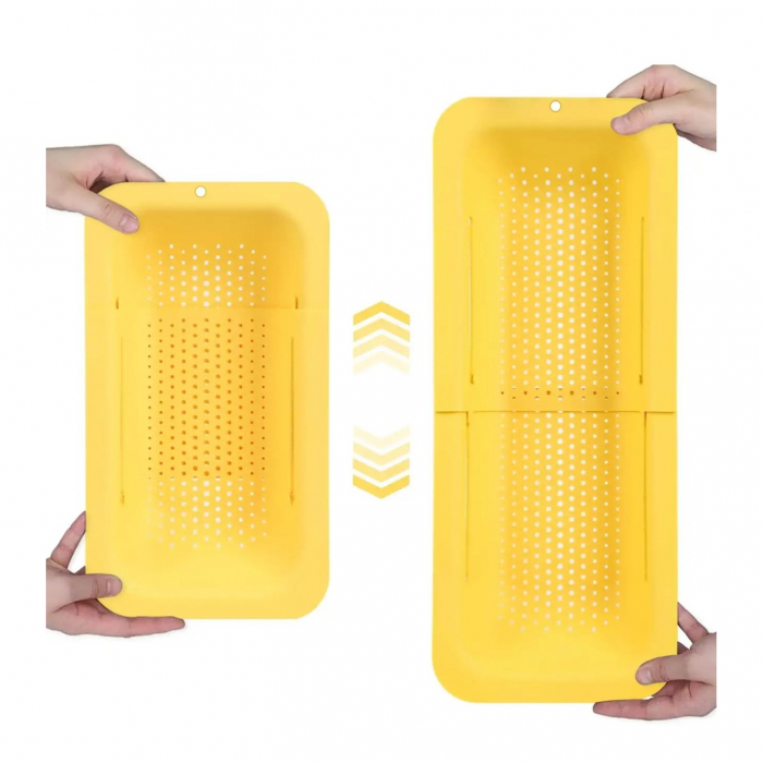 Cos pentru Scurgere Chiuveta de Bucatarie, Flippy, Plastic, Telescopic, 36x20x5 cm, Galben [3]