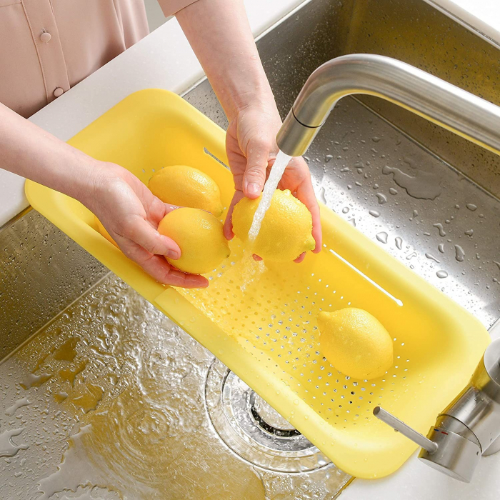 Cos pentru Scurgere Chiuveta de Bucatarie, Flippy, Plastic, Telescopic, 36x20x5 cm, Galben [5]