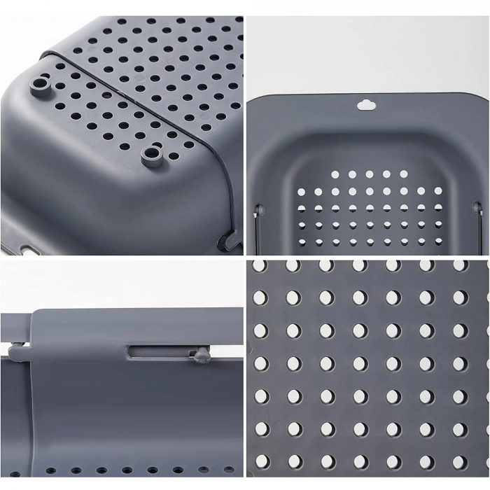 Cos pentru Scurgere Chiuveta de Bucatarie, Flippy, Plastic, Telescopic, 36x20x5 cm, Gri [5]