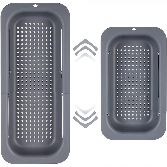 Cos pentru Scurgere Chiuveta de Bucatarie, Flippy, Plastic, Telescopic, 36x20x5 cm, Gri [4]
