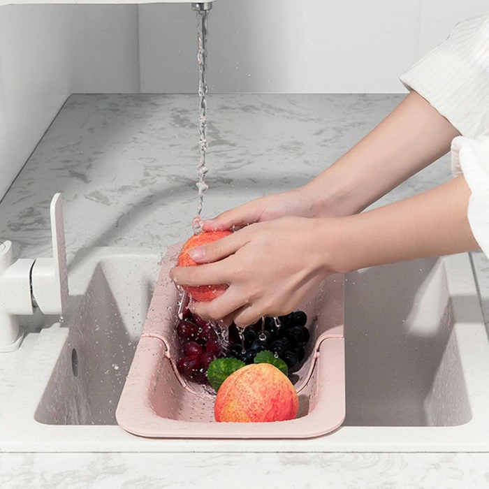 Cos pentru Scurgere Chiuveta de Bucatarie, Flippy, Plastic, Telescopic, 36x20x5 cm, Roz [9]