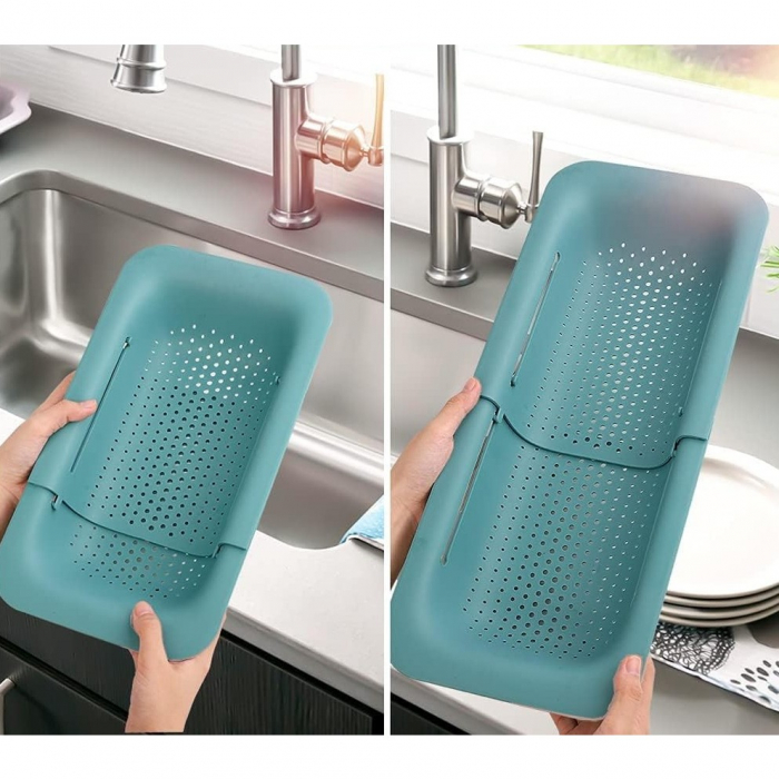 Cos pentru Scurgere Chiuveta de Bucatarie, Flippy, Plastic, Telescopic, 36x20x5 cm, Verde [5]