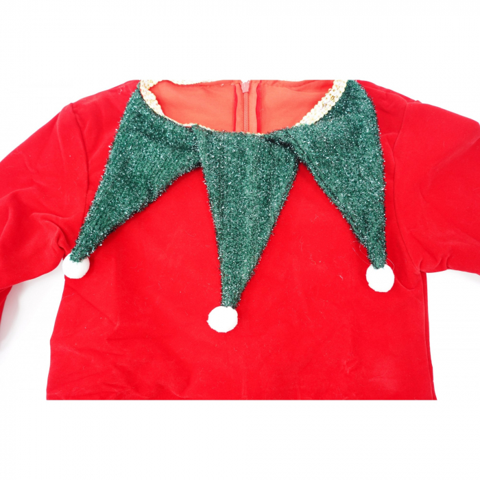 Costum Craciun, Flippy, Fete, Spiridus, rosu, 10 - 13 ani, catifea [2]