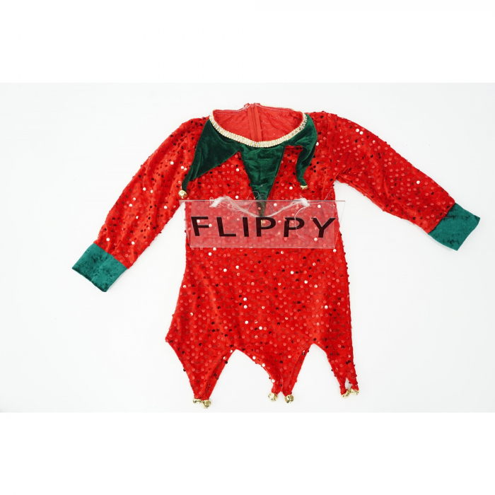Costum Craciun, Flippy, Spiridus, rosu, 10 - 13 ani, catifea [2]
