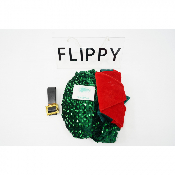 Costum Craciun, Flippy, Spiridus, rosu, 7 -9 ani, catifea [6]