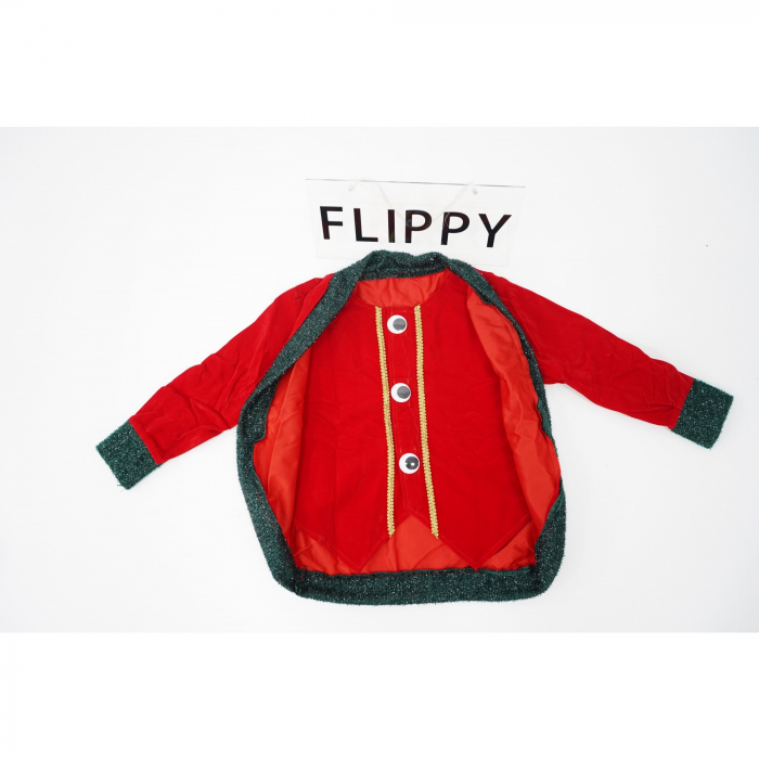 Costum Craciun, Flippy, Spiridus, rosu-verde, 10 - 13 ani, catifea [5]