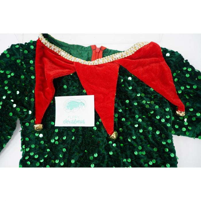 Costum Craciun, Flippy, Spiridus, rosu-verde, 7 - 9 ani, catifea [3]