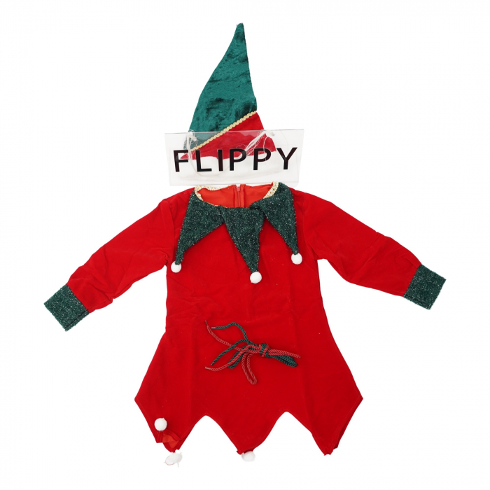 Costum Craciun pentru Fetite, Flippy, Spiridus, rosu, 4 - 6 ani, catifea [1]