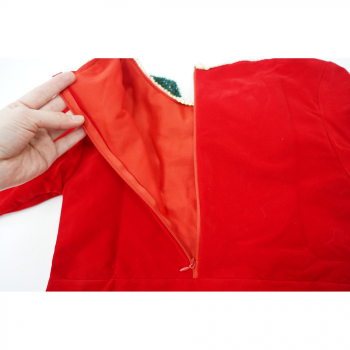 Costum Craciun pentru Fetite, Flippy, Spiridus, rosu, 4 - 6 ani, catifea [5]