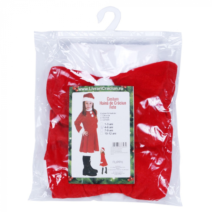 Costum Craciunita Flippy® Fata, 4-6 ani, 3 piese, Catifea [3]