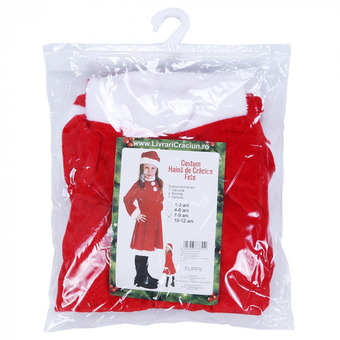 Costum Craciunita Flippy® Fata, 7-9 ani, 3 piese, Catifea [3]