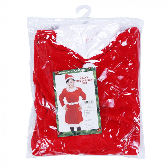 Costum Craciunita Flippy® Femeie, Adult, 3 piese, Catifea [3]