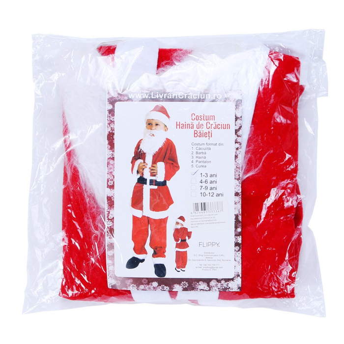 Costum Mos Craciun Flippy® Baiat, 1-3 ani, 5 piese, Polar [3]