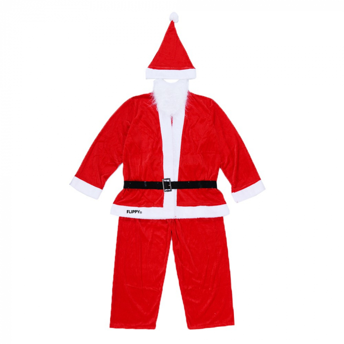 Costum Mos Craciun Flippy® Baiat, 10-12 ani, 5 piese, Catifea [2]