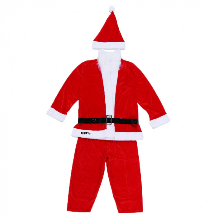 Costum Mos Craciun Flippy® Baiat, 7-9 ani, 5 piese, Catifea [2]