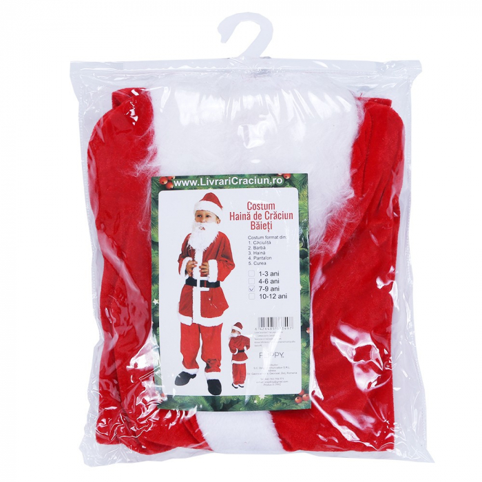 Costum Mos Craciun Flippy® Baiat, 7-9 ani, 5 piese, Catifea [3]