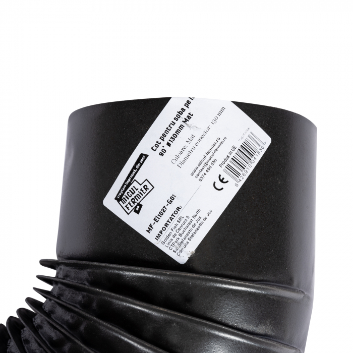 Cot pentru soba pe lemne, 90˚, 130mm, Gri mat [4]