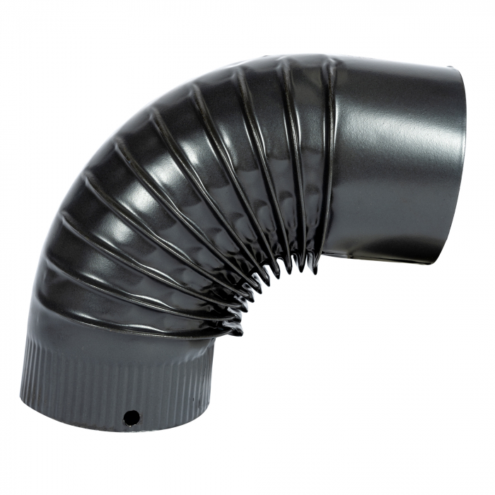 Cot pentru soba pe lemne, 90˚, 150mm, Gri mat [2]