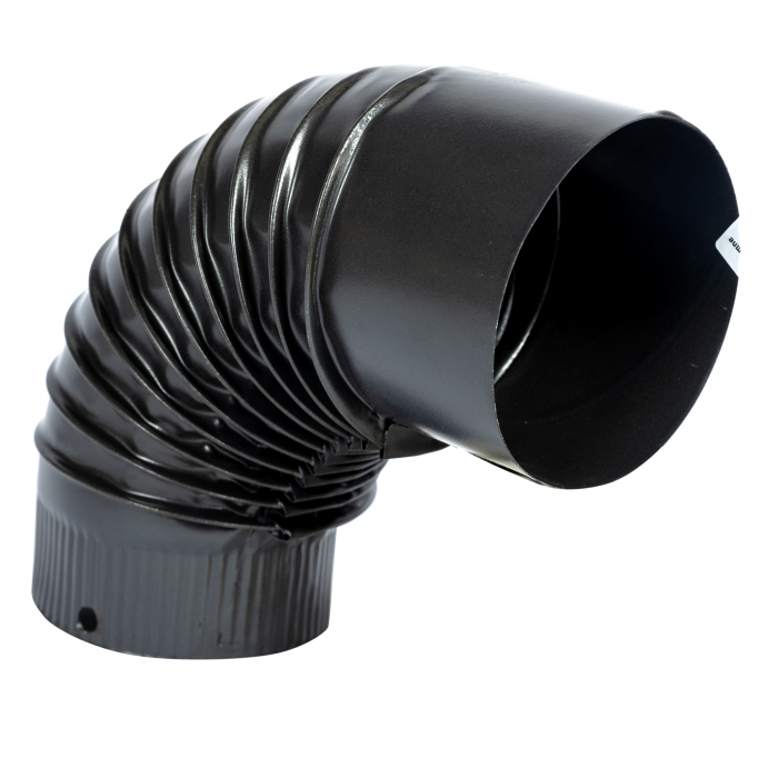 Cot pentru soba pe lemne, 90˚, 150mm, Gri mat [1]