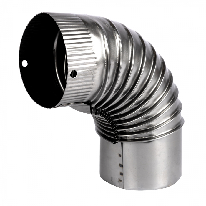 Cot pentru soba pe lemne 90˚ ø120mm 0.4mm, Zincat [1]
