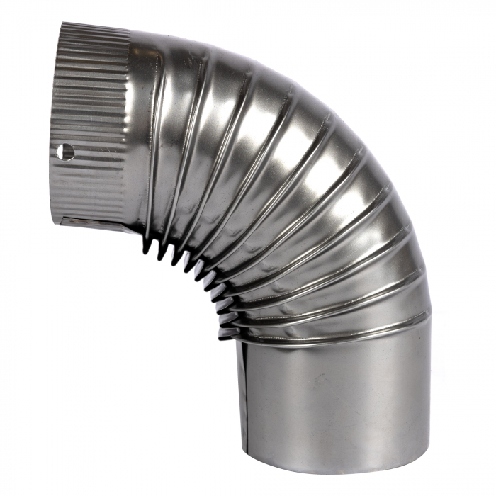 Cot pentru soba pe lemne 90˚ ø120mm 0.4mm, Zincat [2]