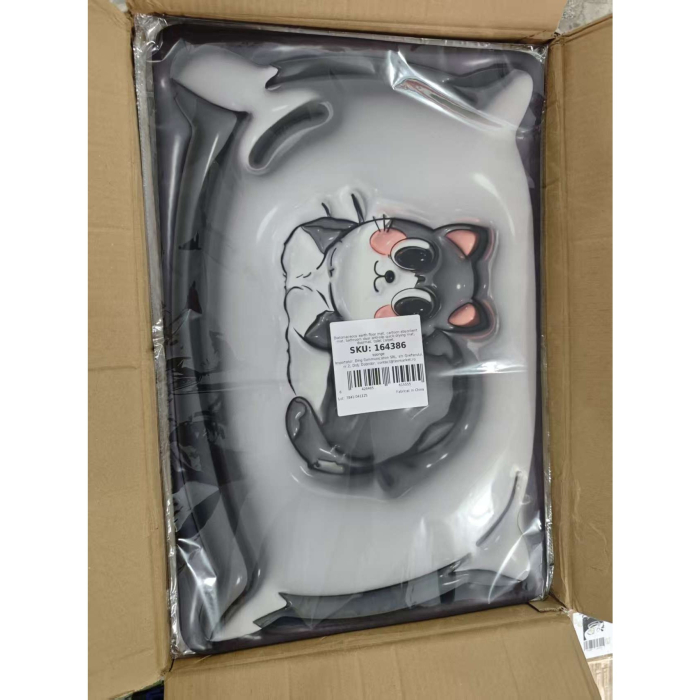 Covor de Baie, Flippy, 3D, din Spuma, Antialunecare, Absorbant, 40 x 60 cm, Model Pisica, Gri [3]