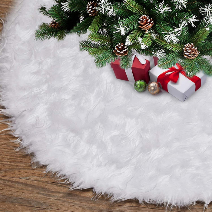 Covor pentru bradul de Craciun White Haipai, diametru 78 cm, blana cu o grosime 2.5-3 cm, alb [12]