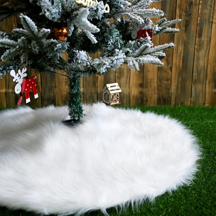 Covor pentru bradul de Craciun White Haipai, diametru 78 cm, blana cu o grosime 2.5-3 cm, alb [10]