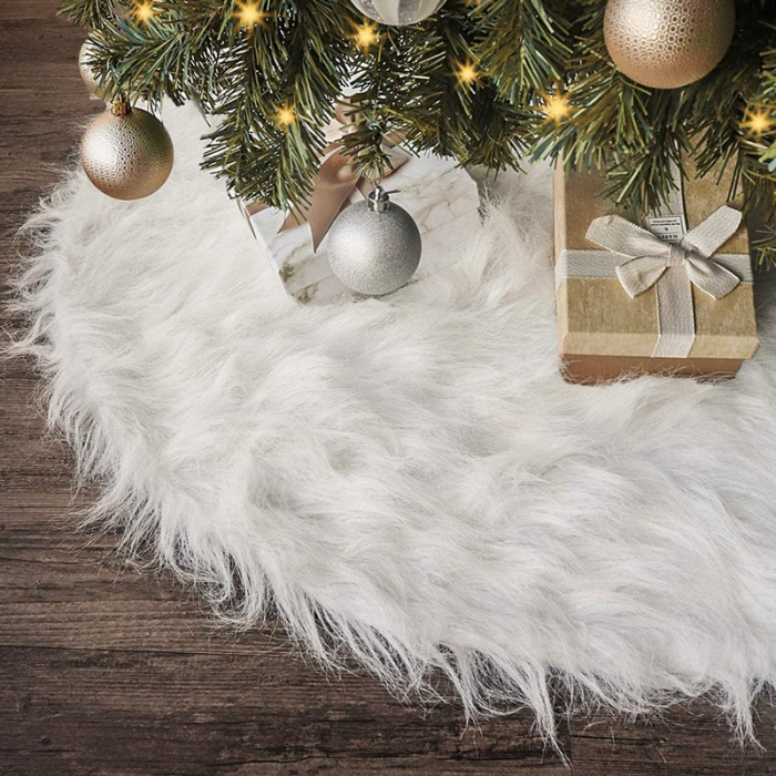 Covor pentru bradul de Craciun White Haipai, diametru 78 cm, blana cu o grosime 4 cm, alb [11]